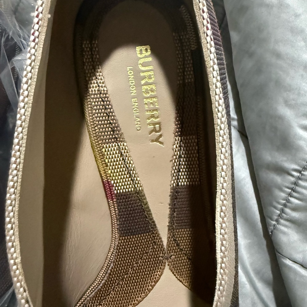 Burberry Checkered Wedges in Brown and Cream - Picture 7 of 16